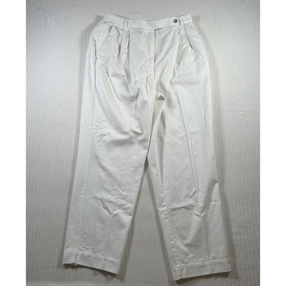 Talbots Women’s White Pants Size 14 Straight Leg Dress Casual Trousers